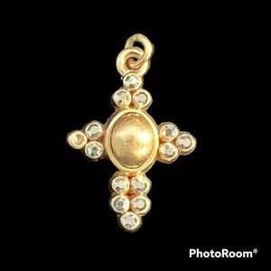 Brighton Jewelry Goldtone Cross Charm with Swarovski Crystals Read Description